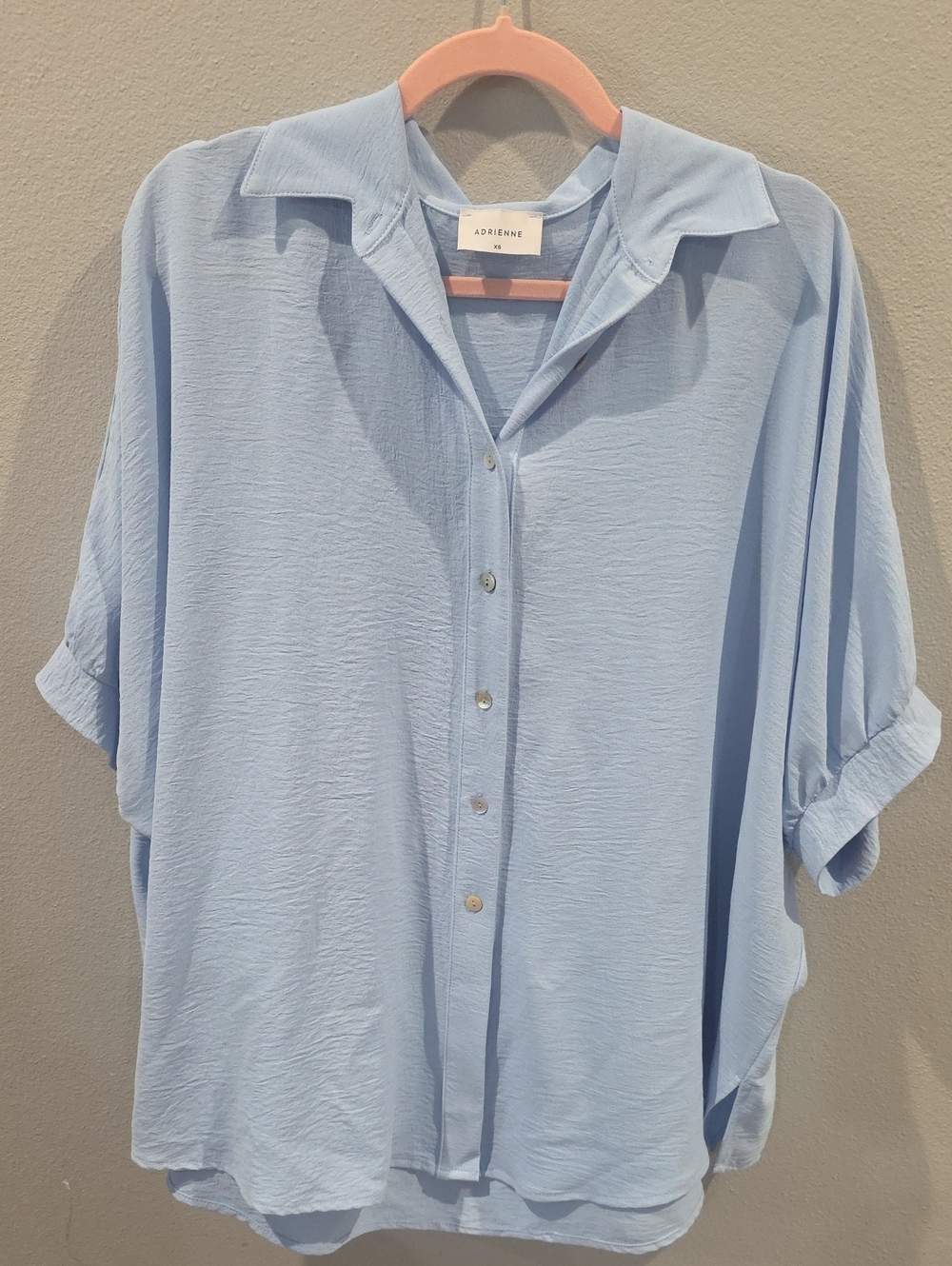 Adrienne Pale Blue Relaxed Button-Front Shirt